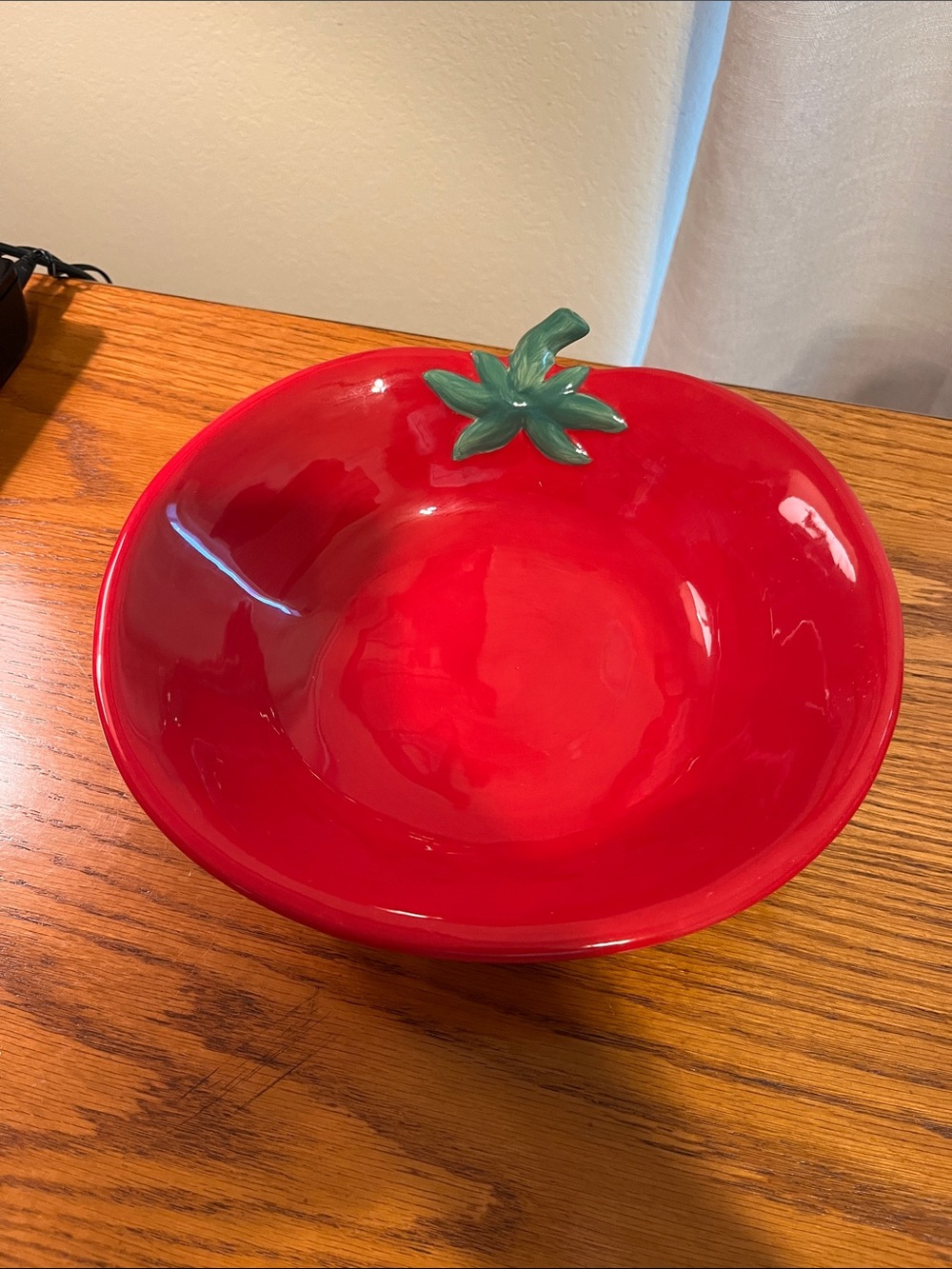 Sonoma Red Ceramic Tomato-Shaped Serving Bowl with Green Stem